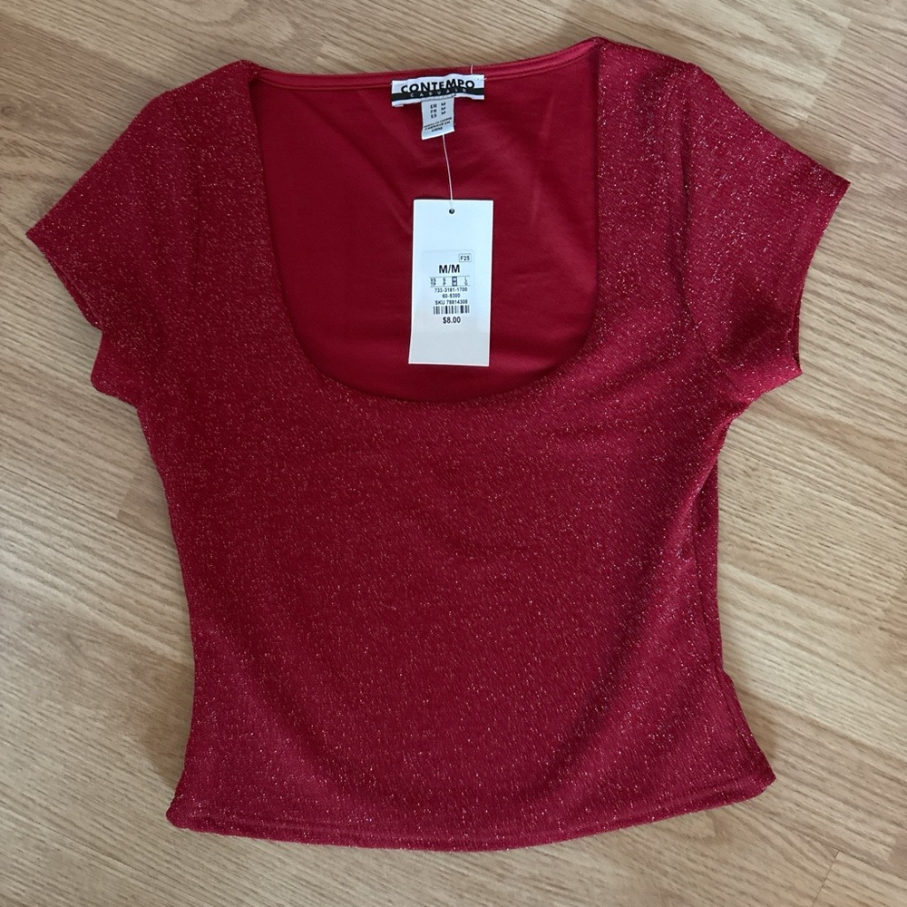 Red Glitter Women's Top